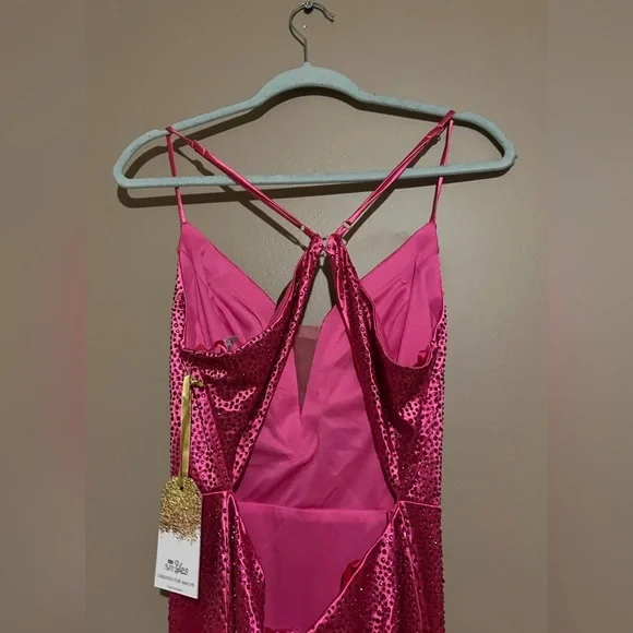 TLC Say Yes To The Prom Juniors Womens Satin Embellished Evening Dress - Picture 4 of 6